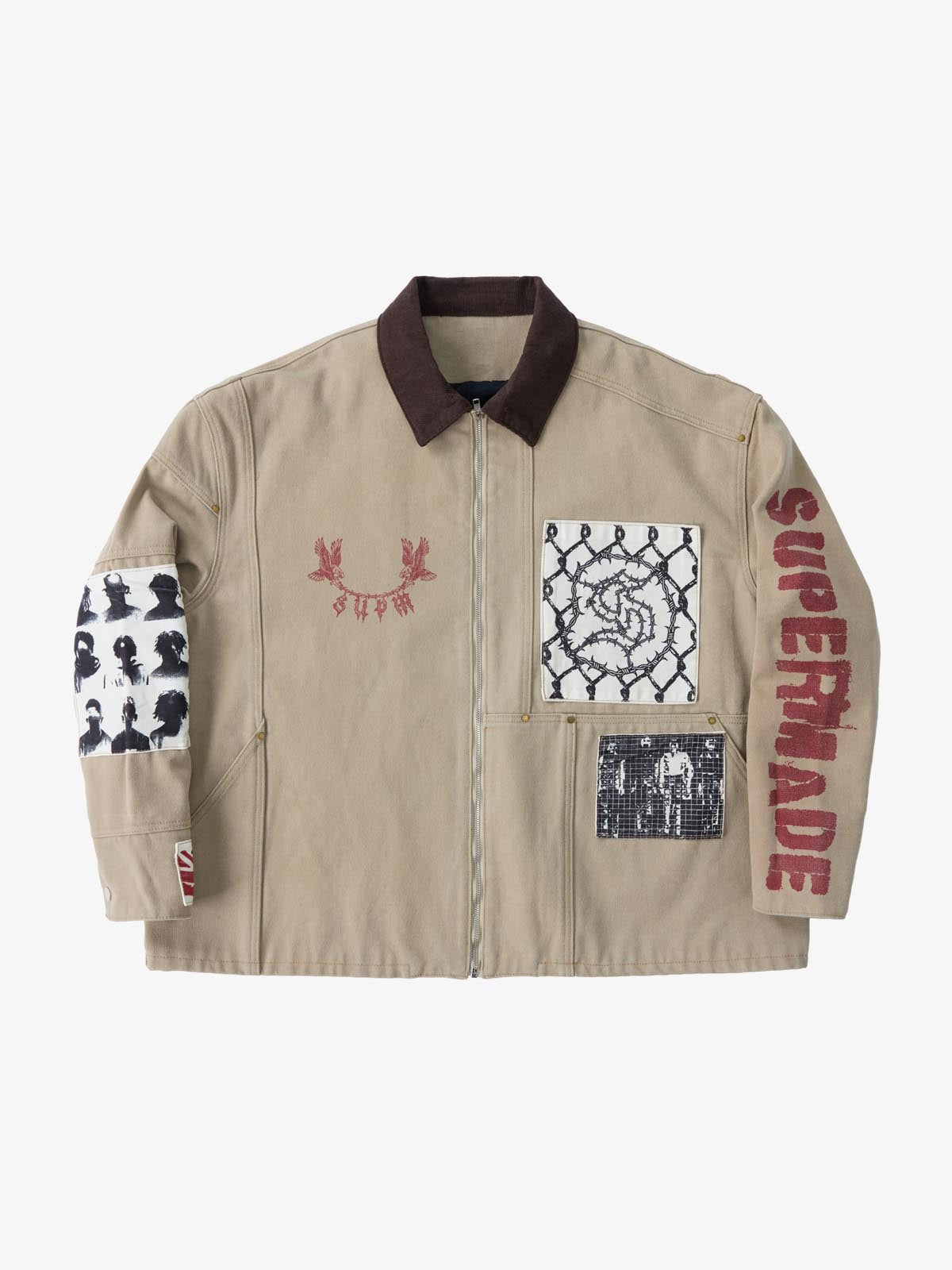 Supermade Multi-Element Appliqu¨¦ Patchwork Denim Suit?