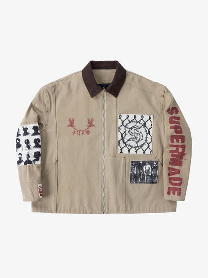 Supermade Multi-Element Appliqu¨¦ Patchwork Denim Suit?