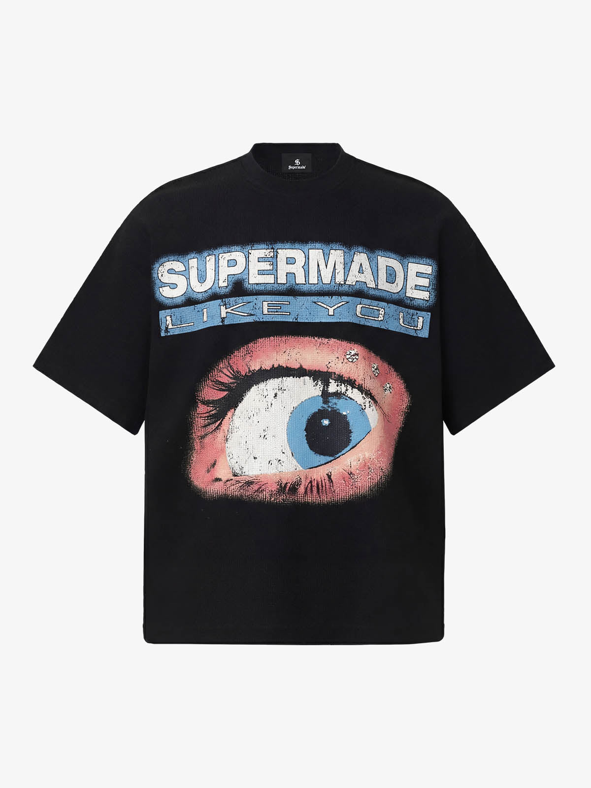 Cotton Waffle Knit Graphic T-Shirt with The Supermade Records Print for Men?
