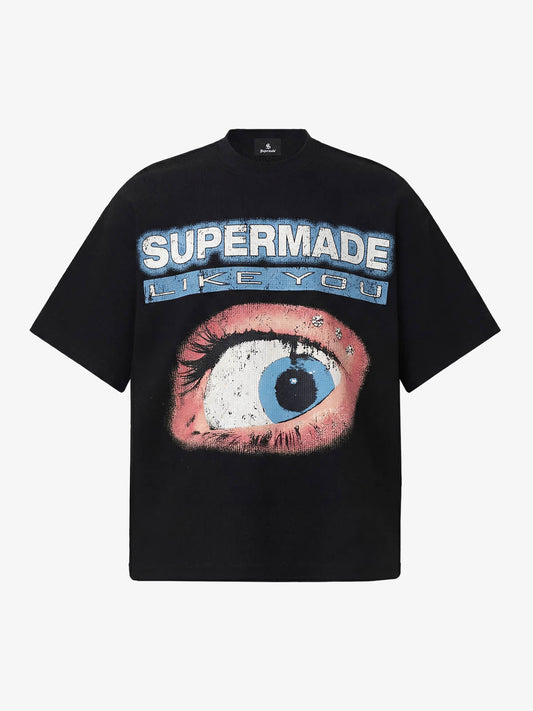 Cotton Waffle Knit Graphic T-Shirt with The Supermade Records Print for Men?