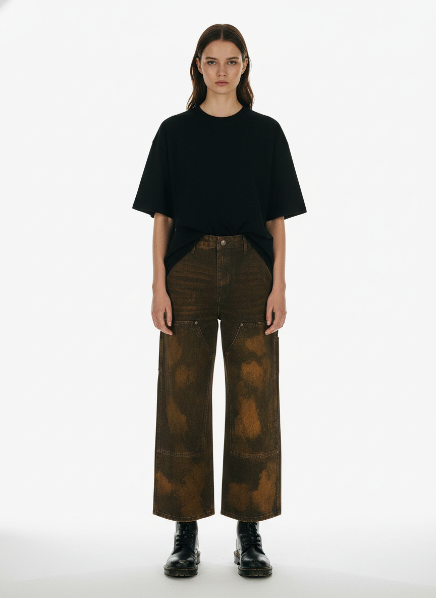 Vintage Mud-Dyed Wash Deconstructed Patchwork Jeans