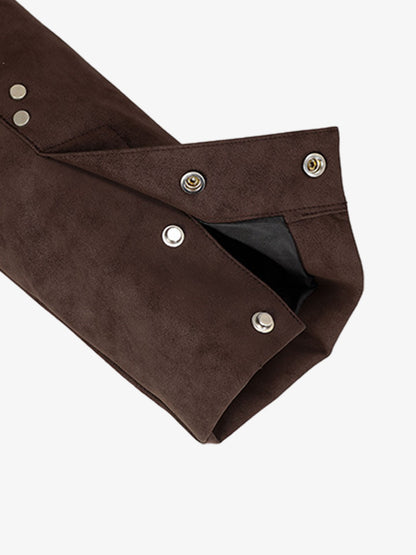 Suede Zip-Up Bomber Jacket for Men and Women - Stylish, High-Quality, Trendy Design with Decorative Studs 