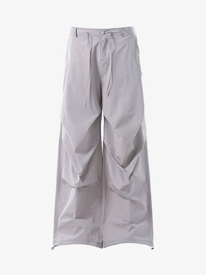 Vintage Drawstring Draped Embroidered Wide Leg Pants 