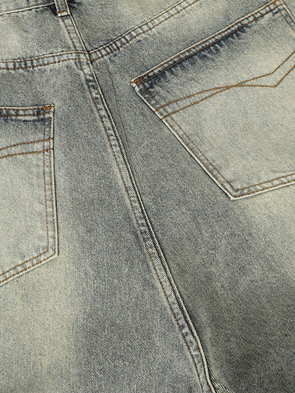 Wide-Leg Denim Trousers with Stylish Embellishments 