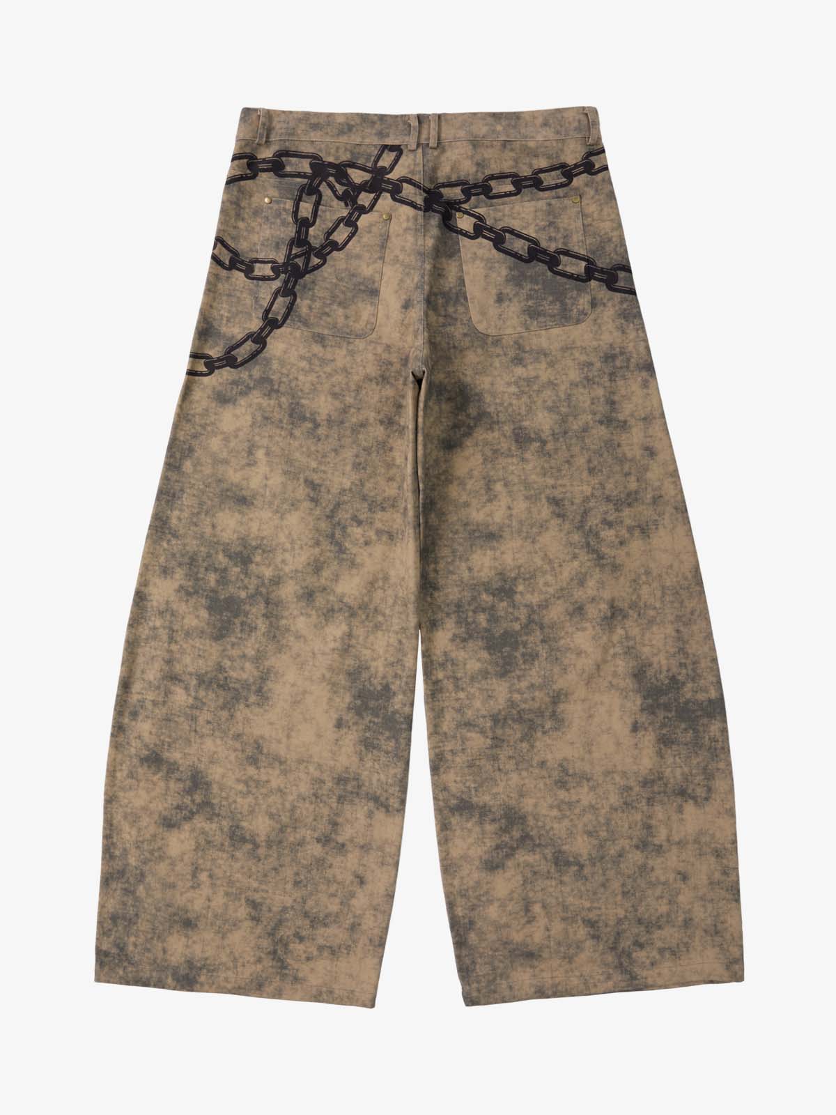 Supermade Distressed Chain And Key Print Baggy Pants?