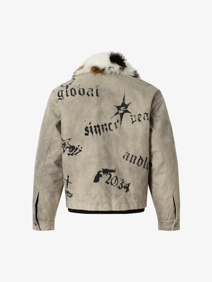 Winter-Ready Corduroy Jacket with Faux Fur Trim for Men 