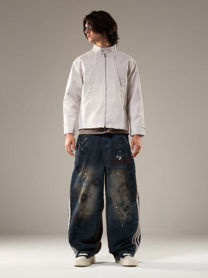 Unique Wide-Leg Denim Pants with Artistic Spider Design for Fashion Lovers 