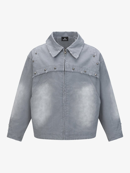 Thesupermade Street Punk Heavy-duty Studded Distressed Jacket 