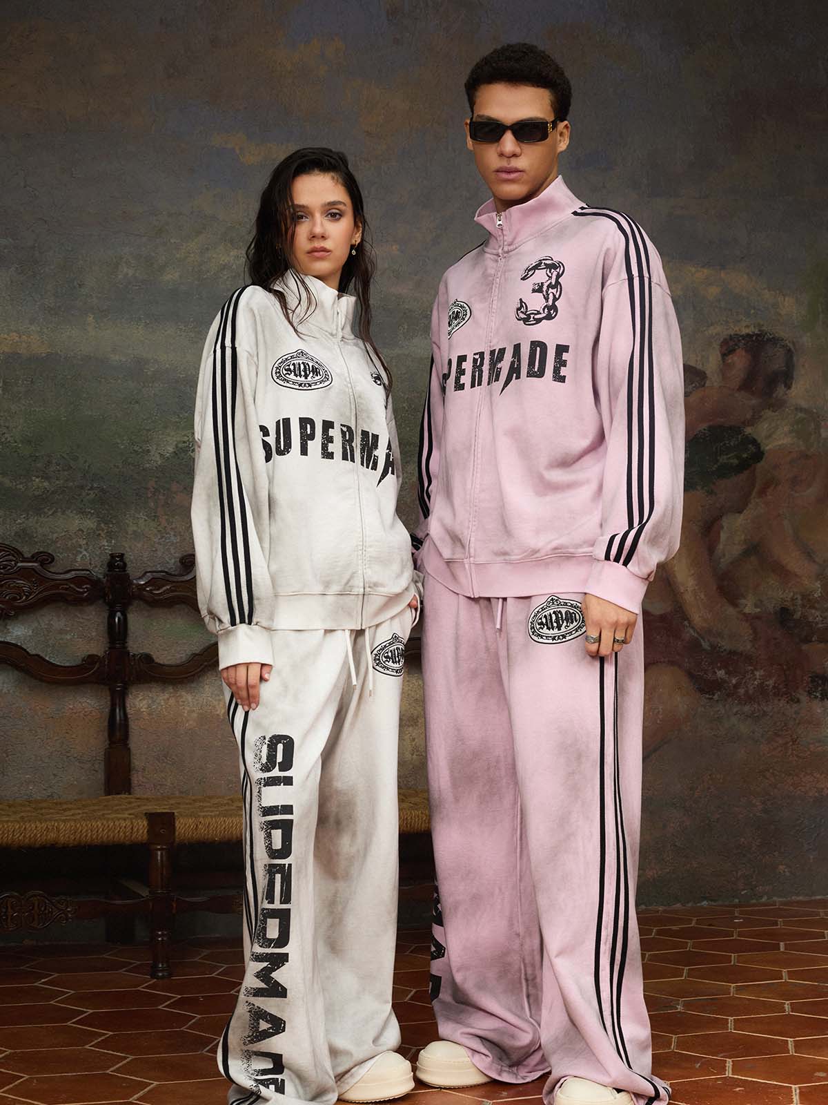 Supermade Vintage Distressed Size 3 Stand Collar Tracksuit 