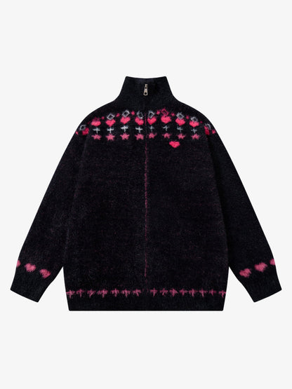 Cozy Pink Patterned Sweater for Women - Perfect for Casual and Festive Occasions 