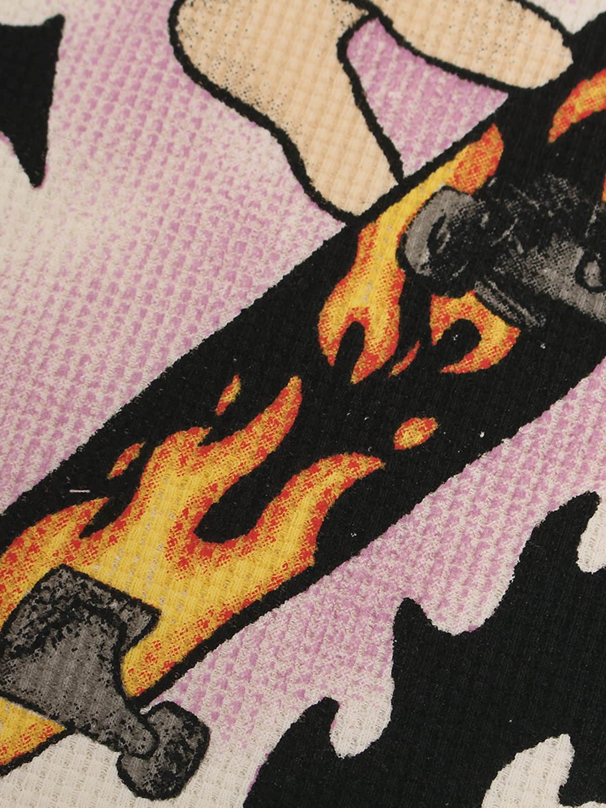 Cotton Waffle Knit Graphic T-Shirt with The Supermade Records Print for Men?