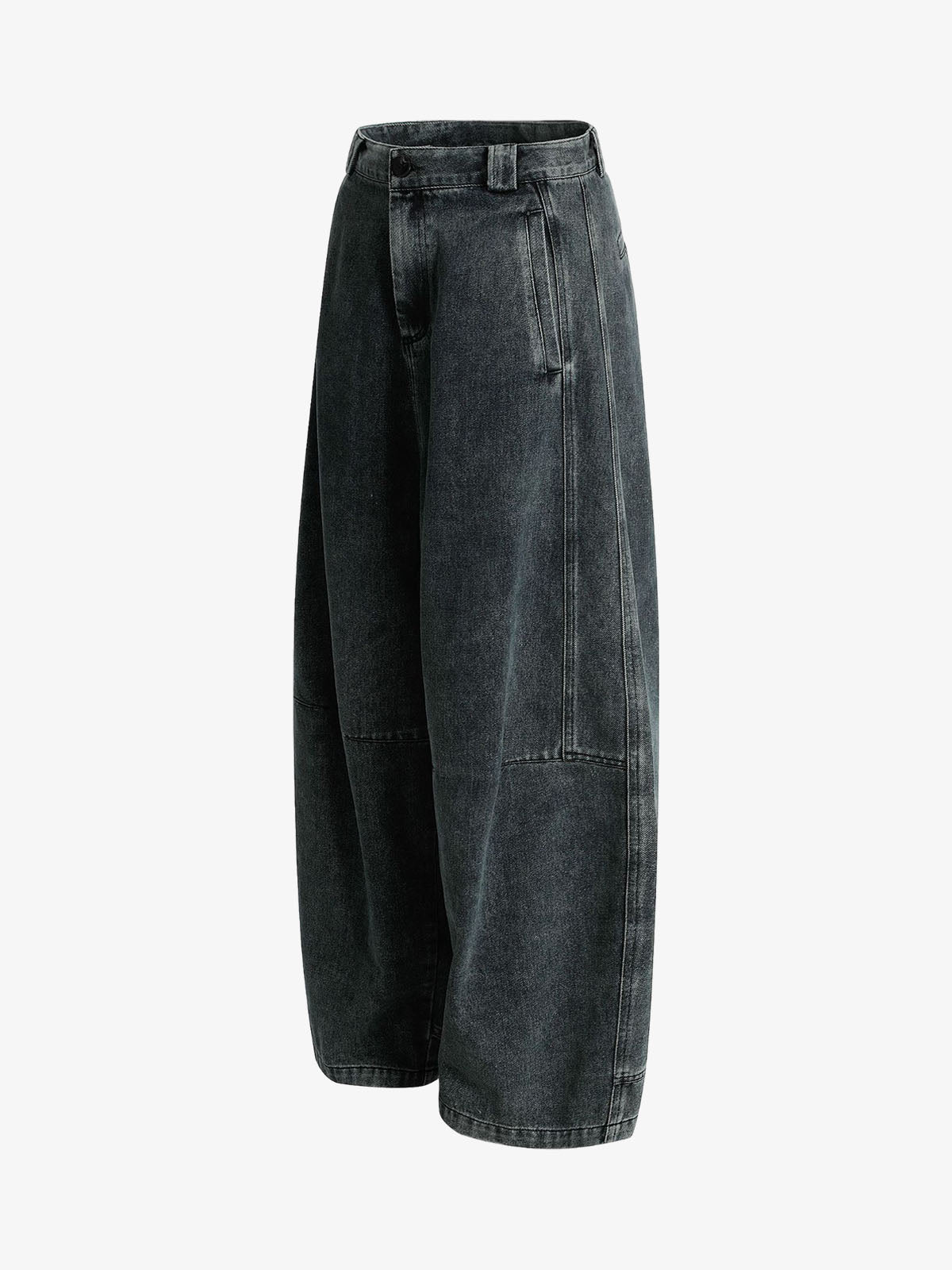 Washed Dirty Dyed Pleated  Barrel Jeans 