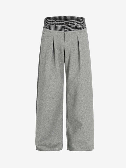 High-Waisted Wide-Leg Pants with Contrast Waistband 