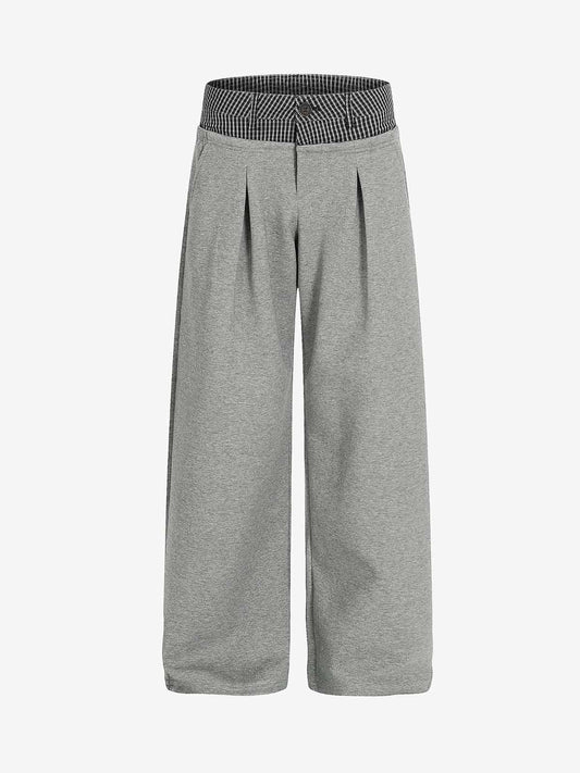 High-Waisted Wide-Leg Pants with Contrast Waistband 