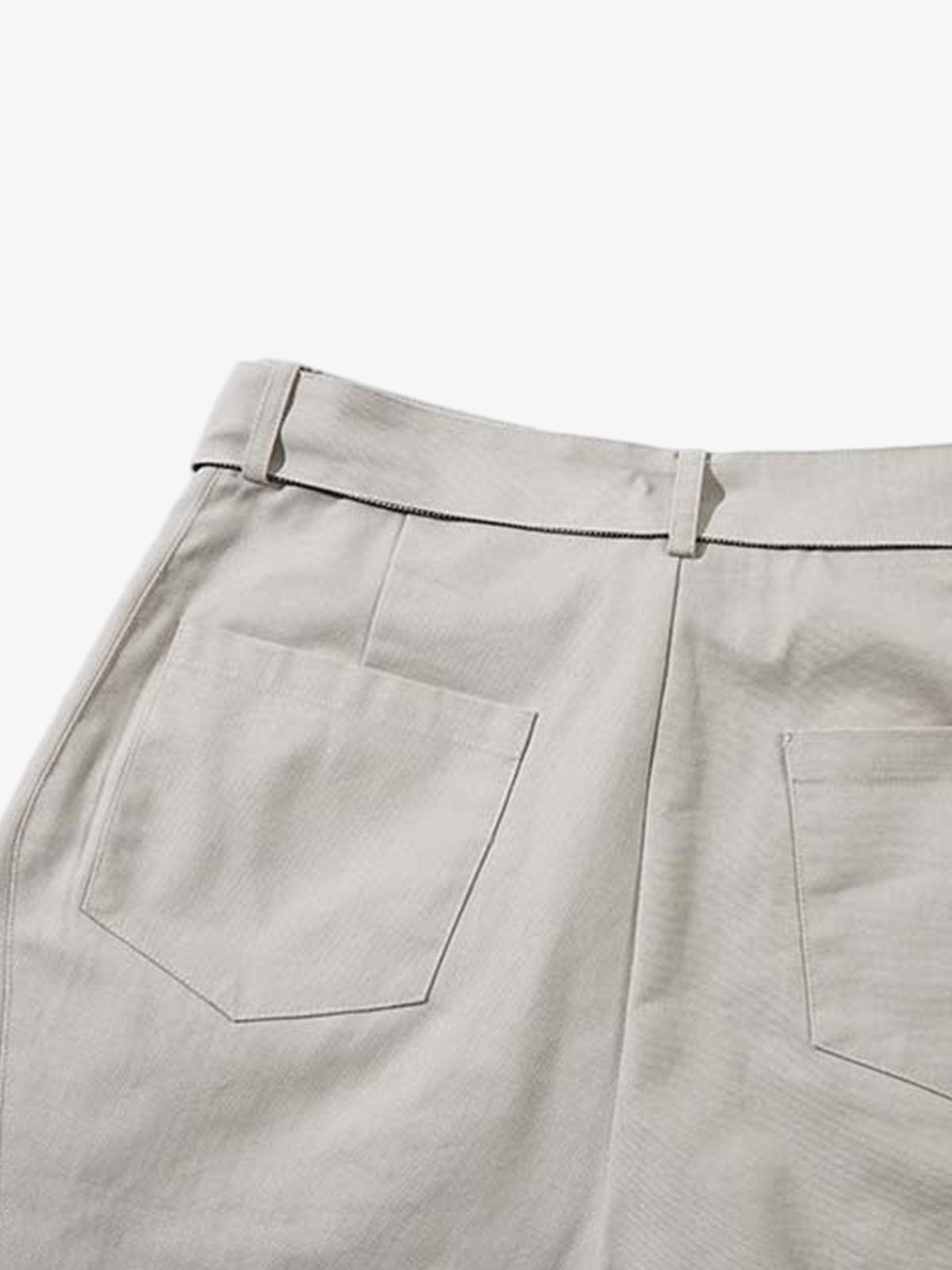 Cotton Blend Tailored Shorts with Side Pockets and Adjustable Cuffs 