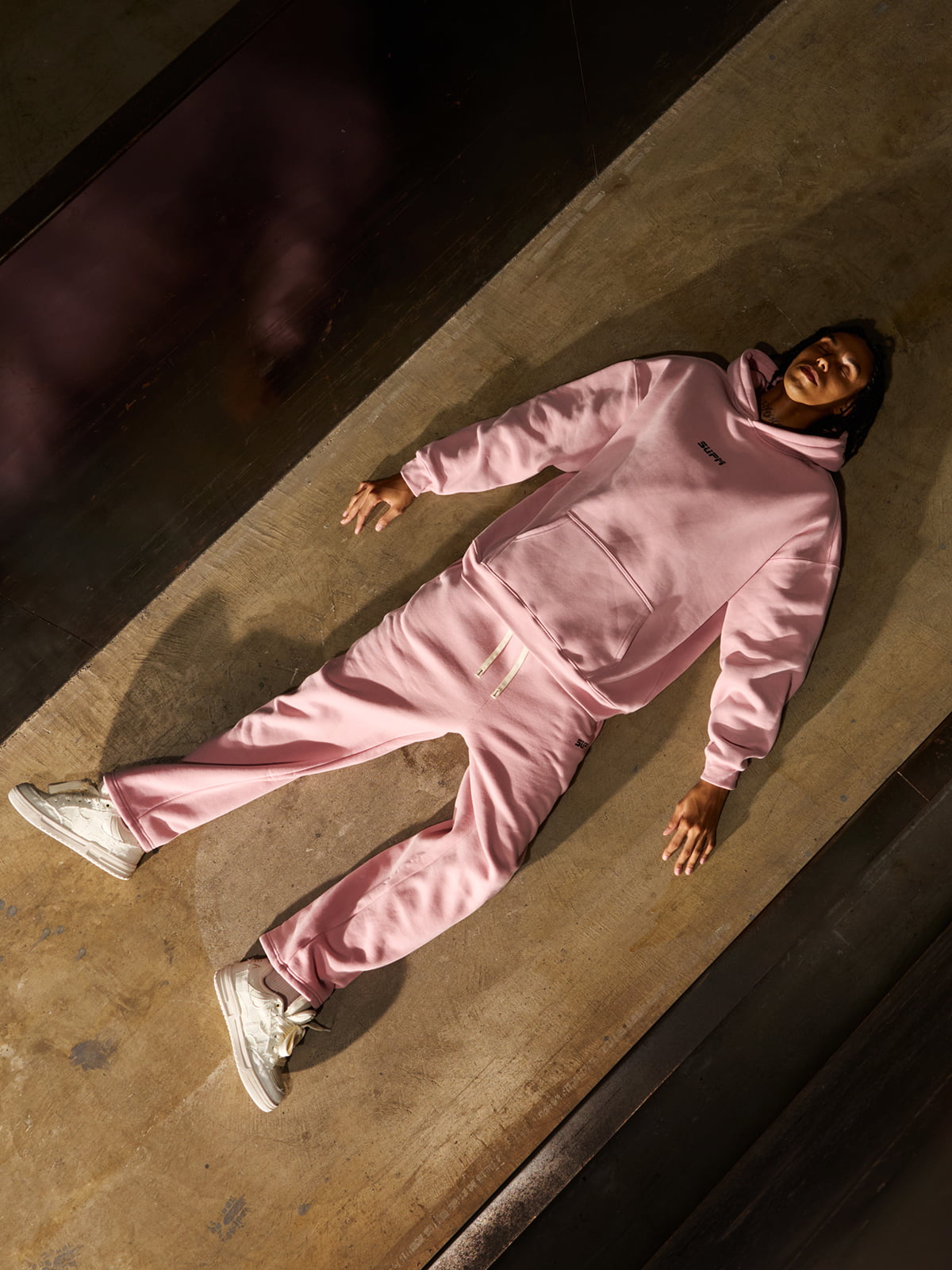 SUPM Minimalist Logo Pink Hoodie and Sweatpant Set 