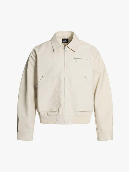 Pleated Back Sleeve Zip Up Jacket