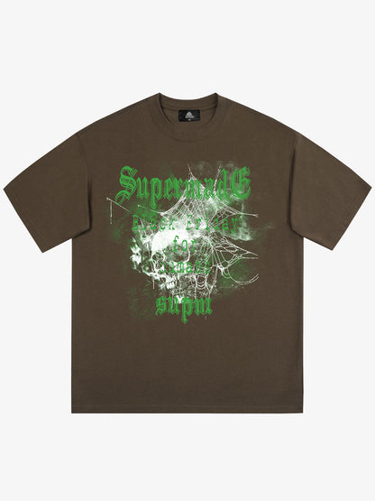 THE SUPERMADE Black Friday Gothic Skull Spiderweb Graphic T-Shirt 