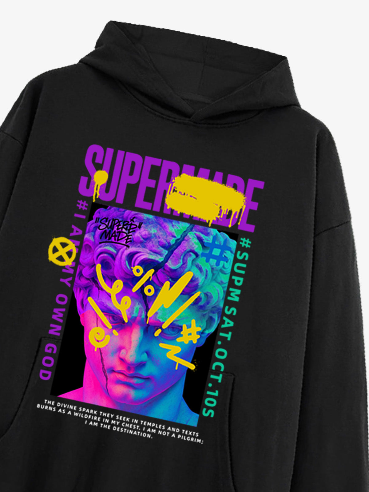 Thesupermade Cyberpunk Graffiti David Statue Hooded Sweatshirt 