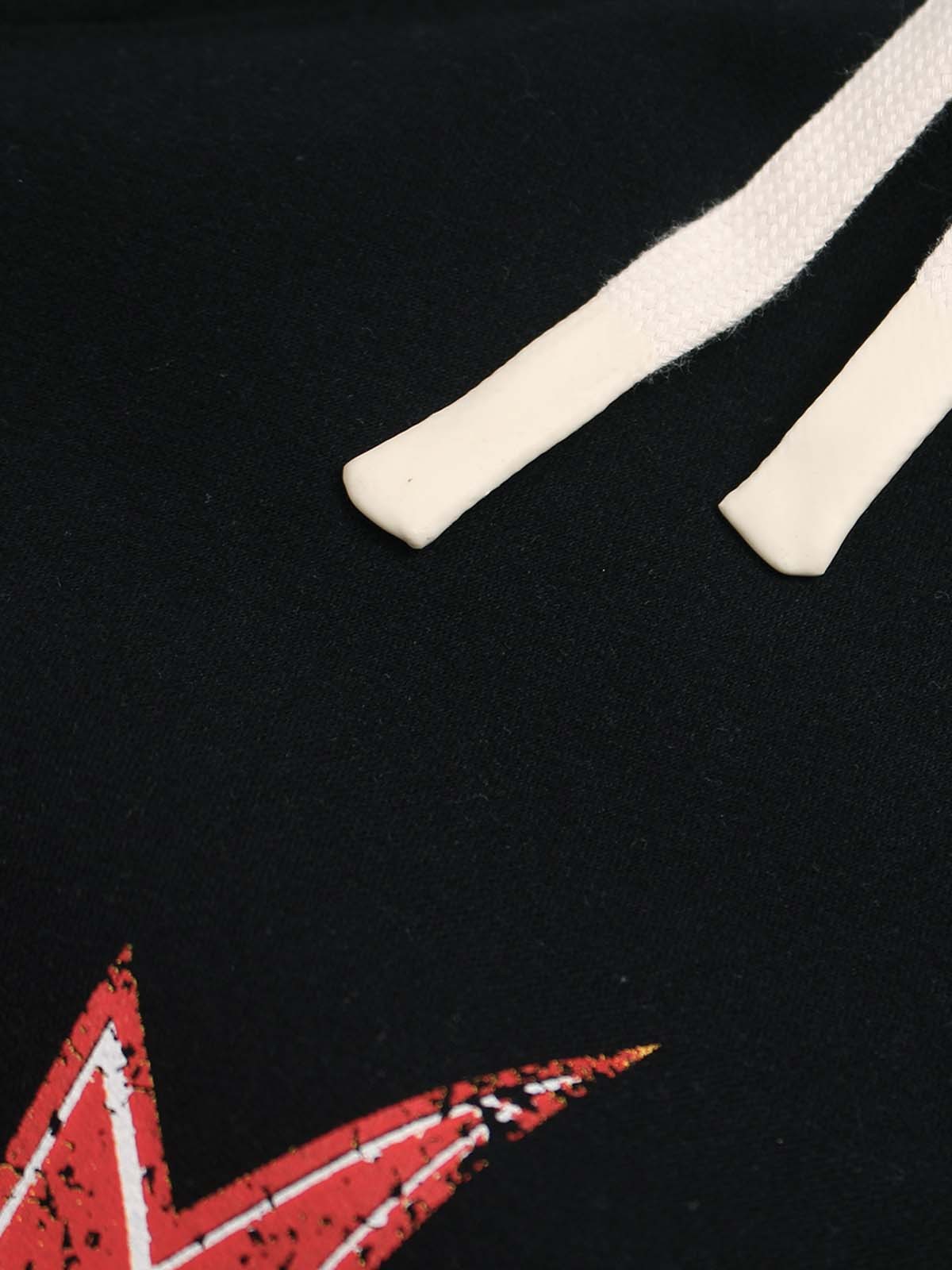 Retro Contrast Letter Star Print Fleece-Lined Sweatpants