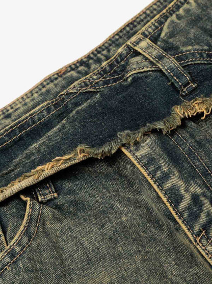 Denim Wide Leg Jeans with High Waist and Frayed Detail for Women 