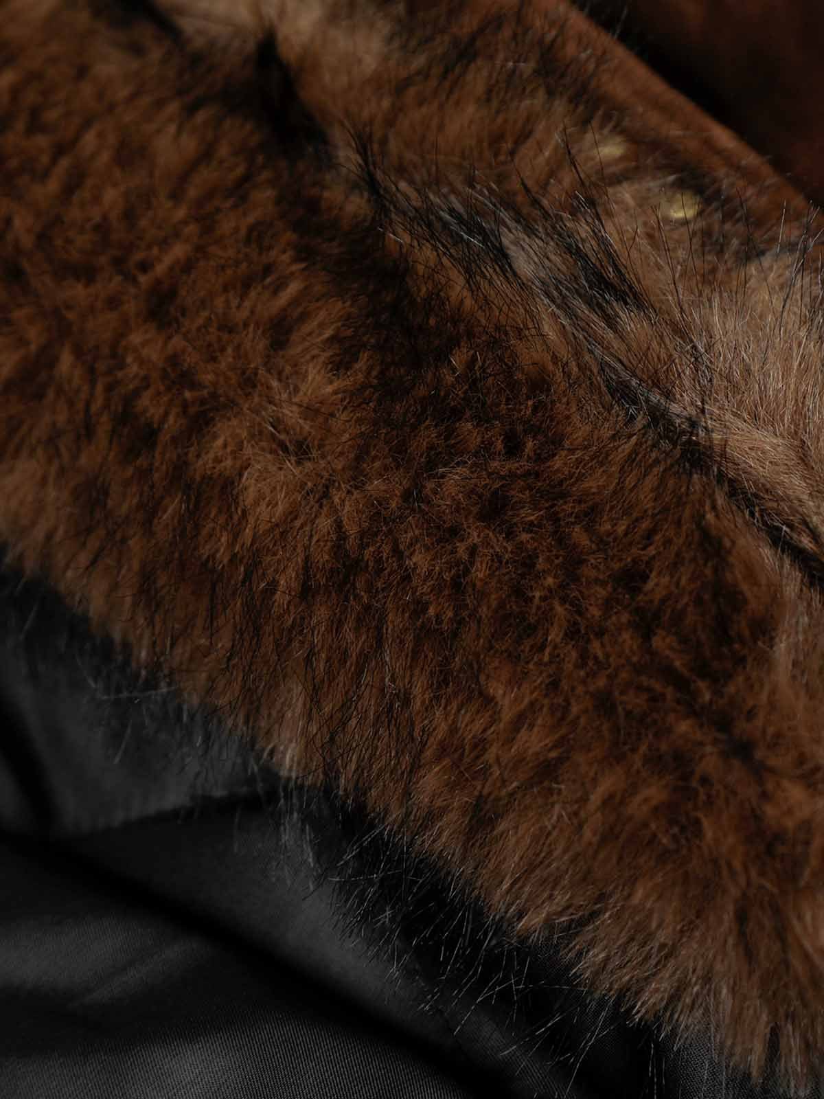 Fur Collar Suede Toggle Closure Padded Bomber Jacket