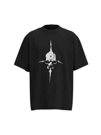 Distressed Skull Cross Graphic T-Shirt 