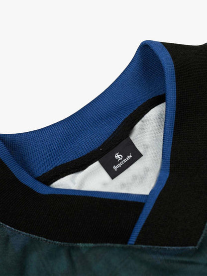 Polyester Long Sleeve Plaid Football Jersey with V-Neck and Team Logo Design?