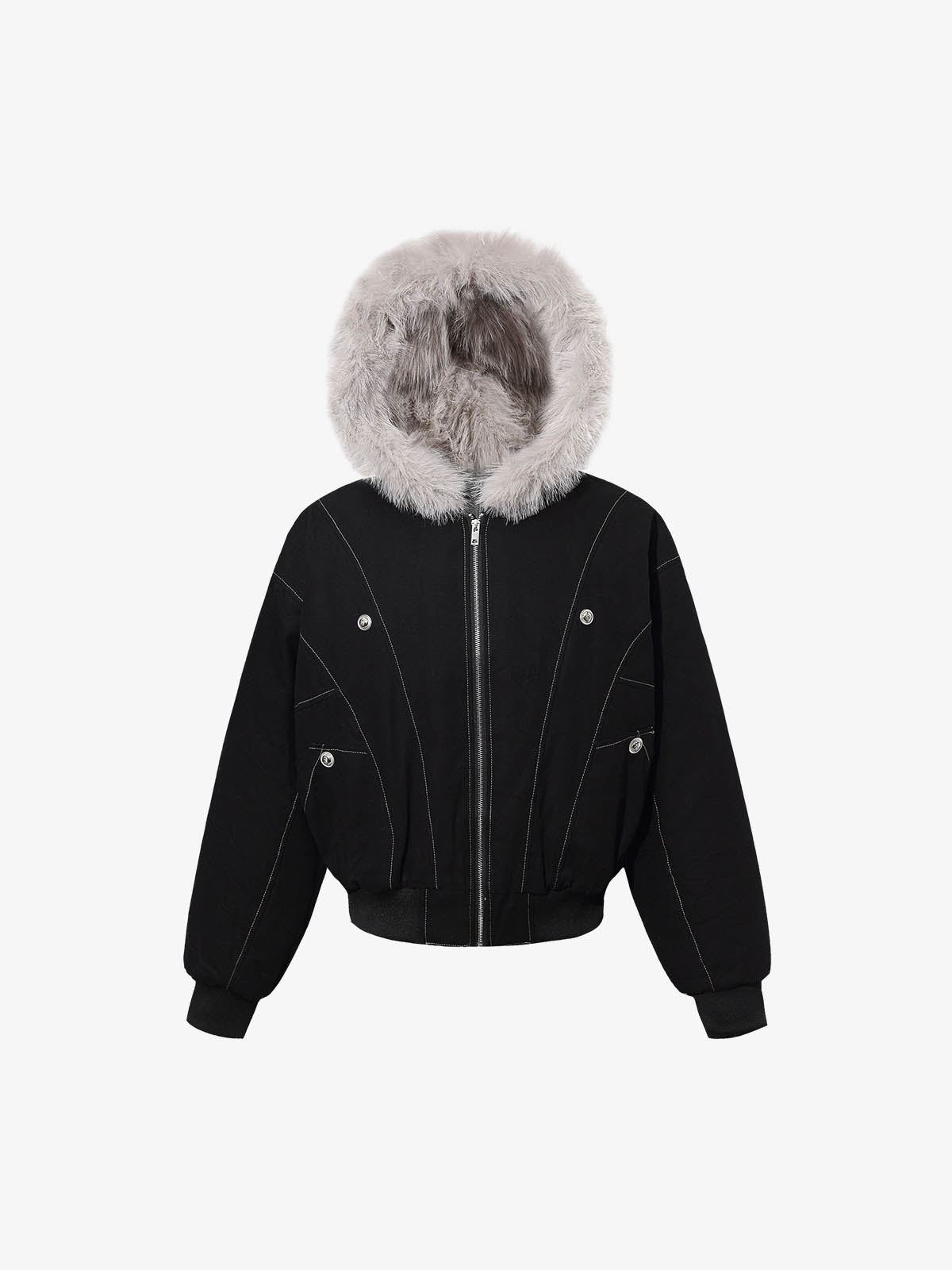 Faux Fur Hooded Padded Bomber Jacket 