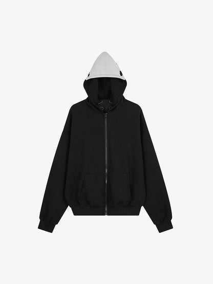 Cotton Blend Zip-Up Hoodie with Pocket Details for Men and Women 