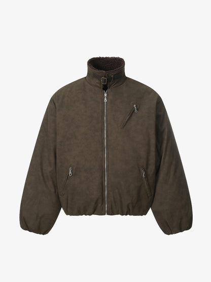 Stylish Brown Bomber Jacket with Faux Fur Collar - Perfect for Casual and Outdoor Wear 