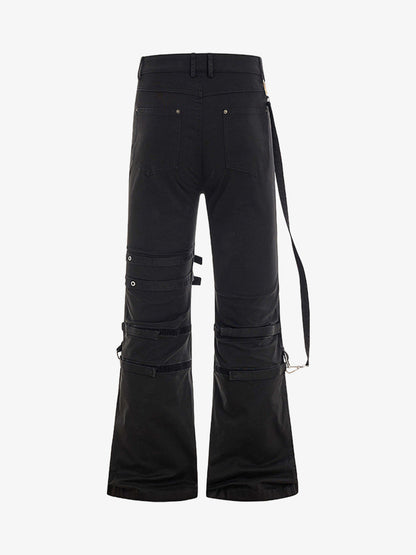 Technical Style Flared Cargo Casual Pants 