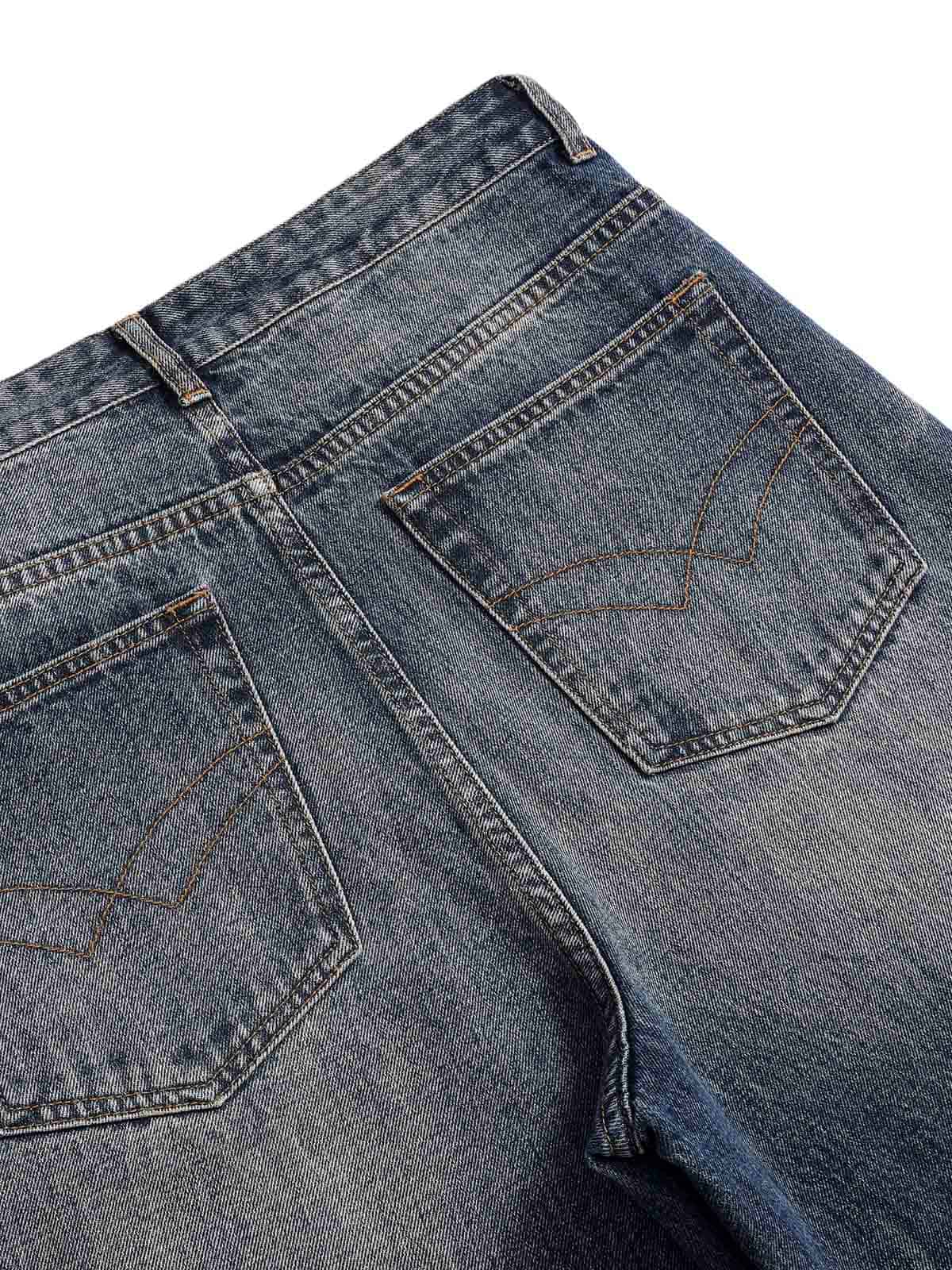 Tie Dyed Wrinkled Effect Straight Jeans 