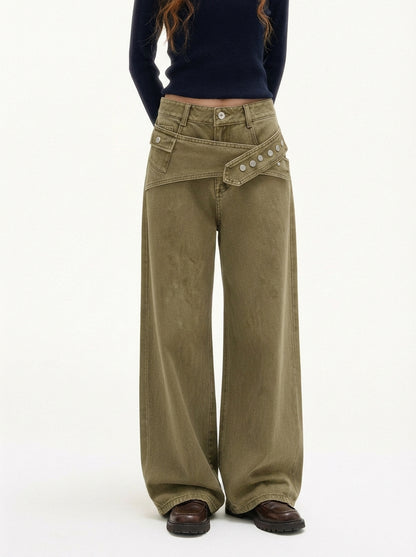 Street Detachable Belt Baggy Pants