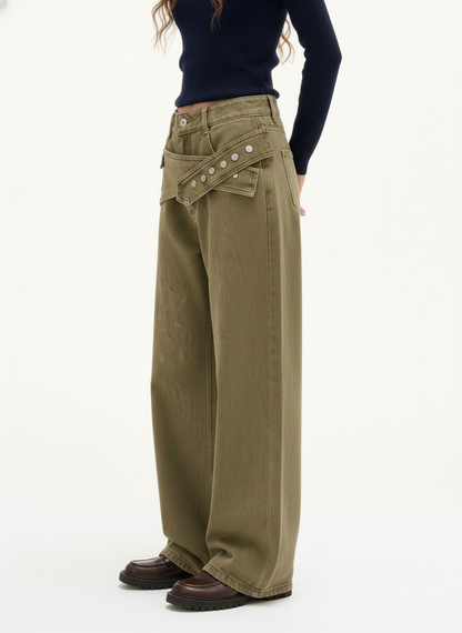 Street Detachable Belt Baggy Pants