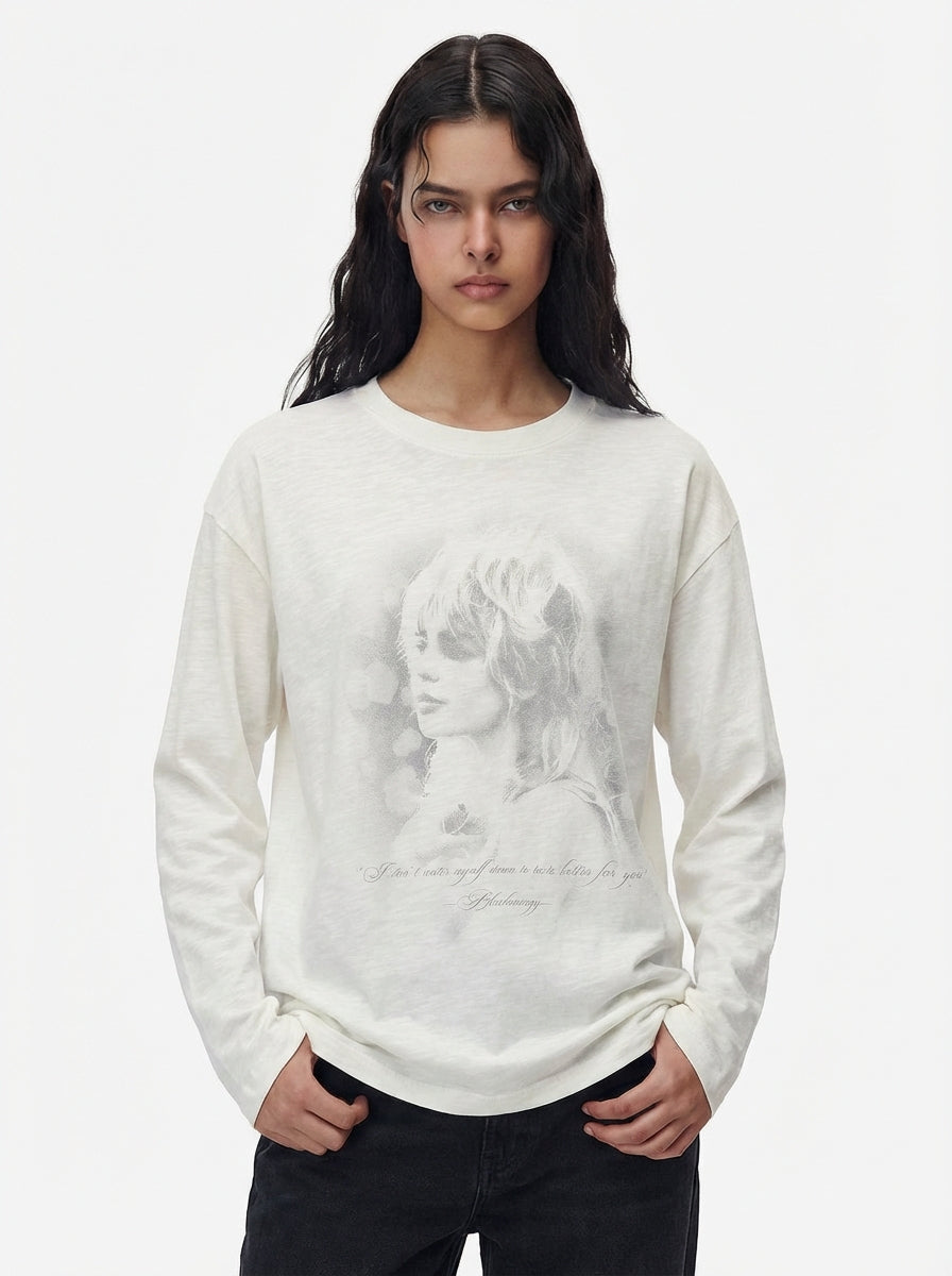 Vintage Portrait Graphic Long Sleeve T-Shirt