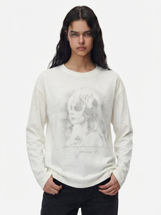 Vintage Portrait Graphic Long Sleeve T-Shirt