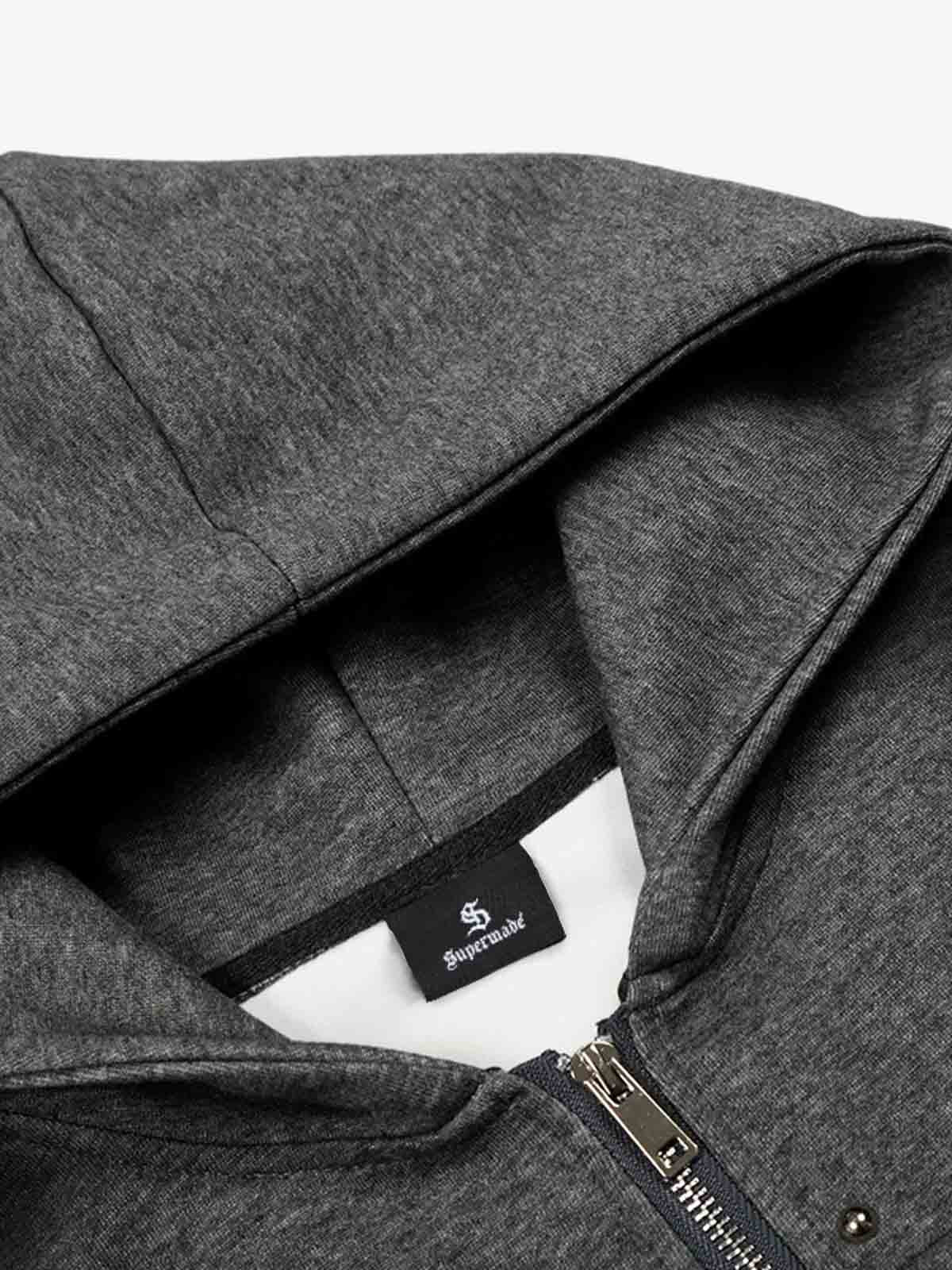 Cotton Blend Oversized Zip-Up Hoodie with Stud Detailing 