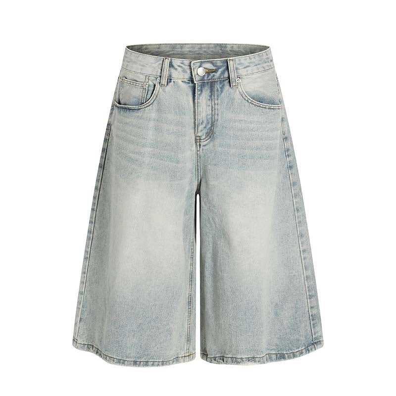 Light Wash Denim Wide Leg Bermuda Shorts for Women High Waist Casual Summer Style?