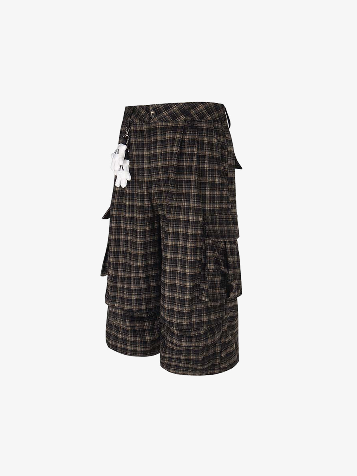 Plaid Cotton Cargo Shorts for Men - Oversized Fit with Multiple Pockets and Elastic Waistband?