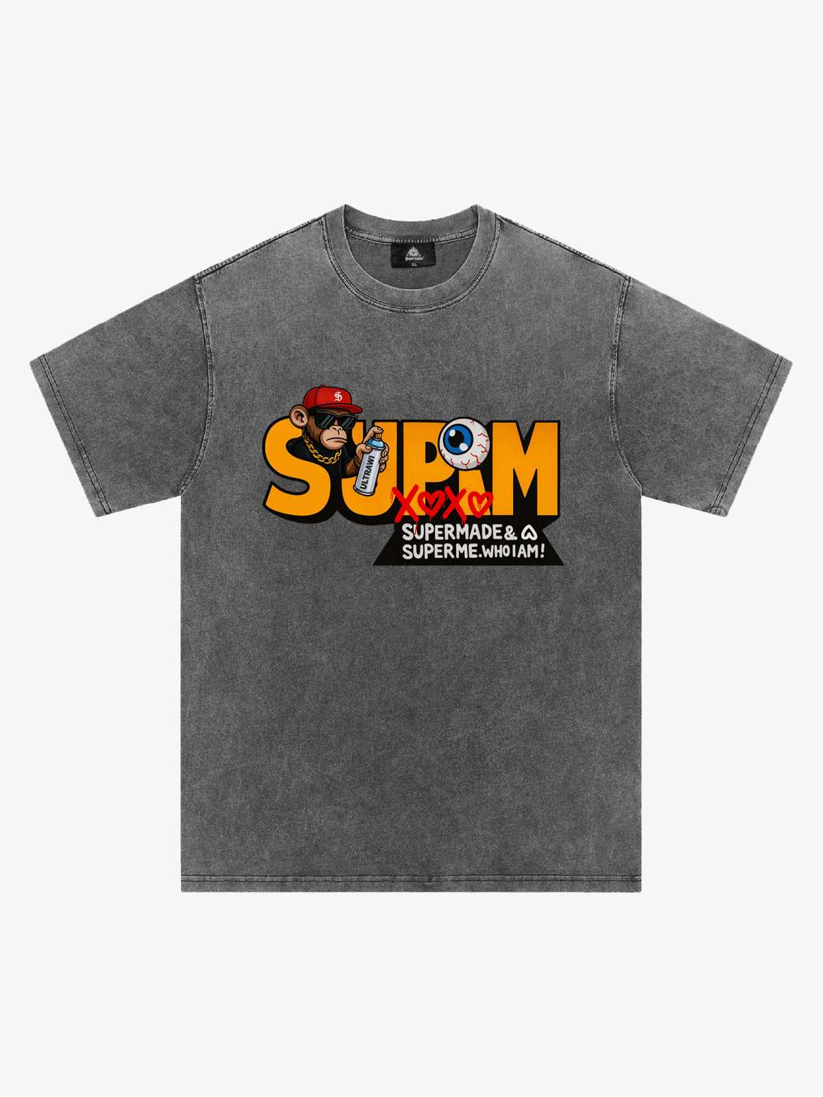 Supermade Trendy Hip-Hop Monkey Graffiti Font T-Shirt 