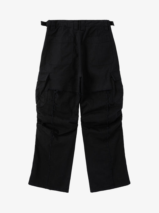 Supermade Retro Distressed Print Heavyweight Canvas Baggy Pants 