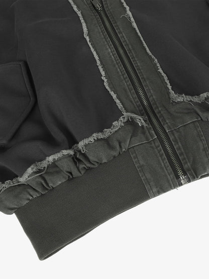 Denim Oversized Jacket with Studs and Faded Wash Design for Streetwear Style 