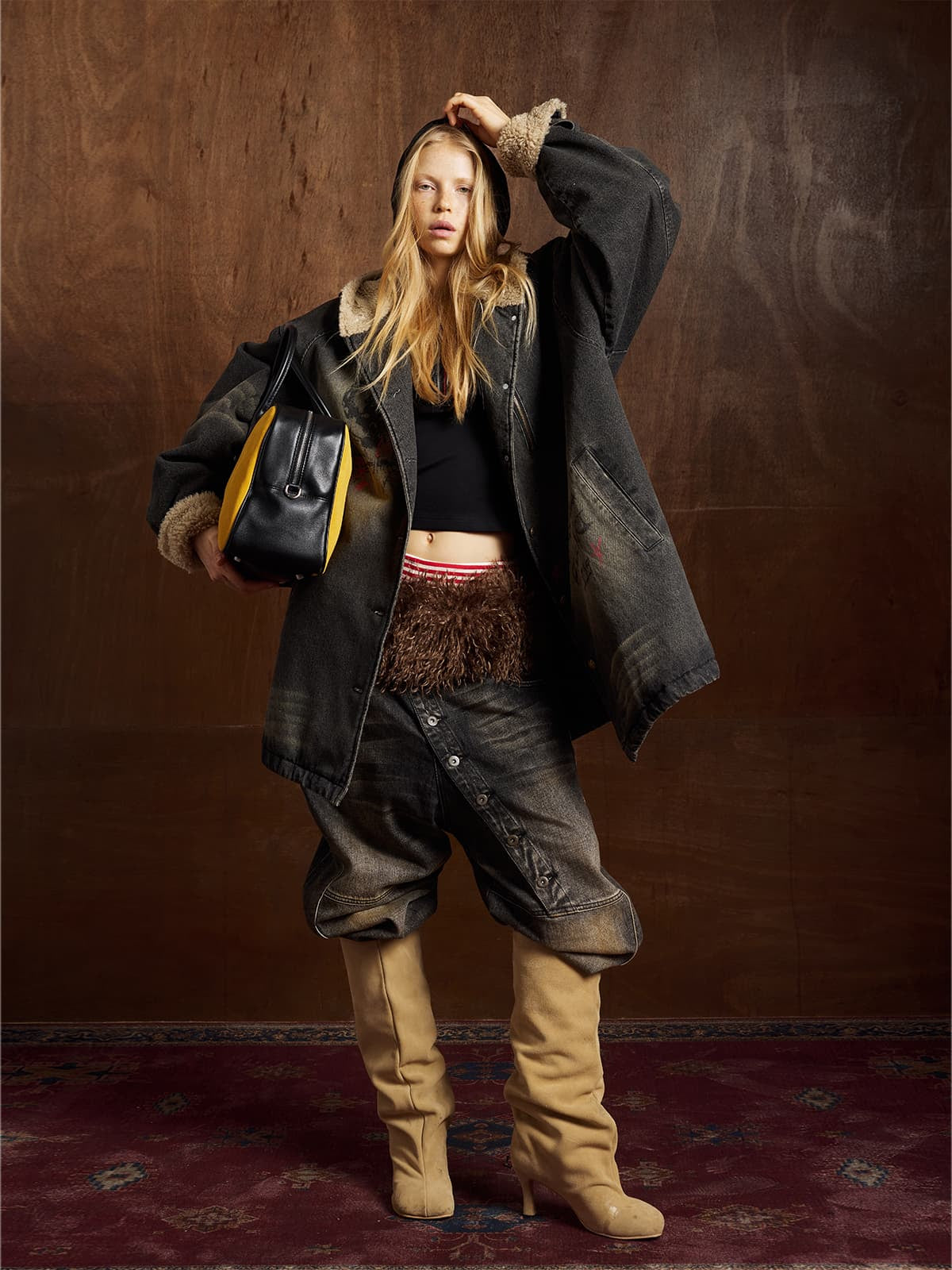 Winter-Ready Corduroy Jacket with Faux Fur Trim for Men 