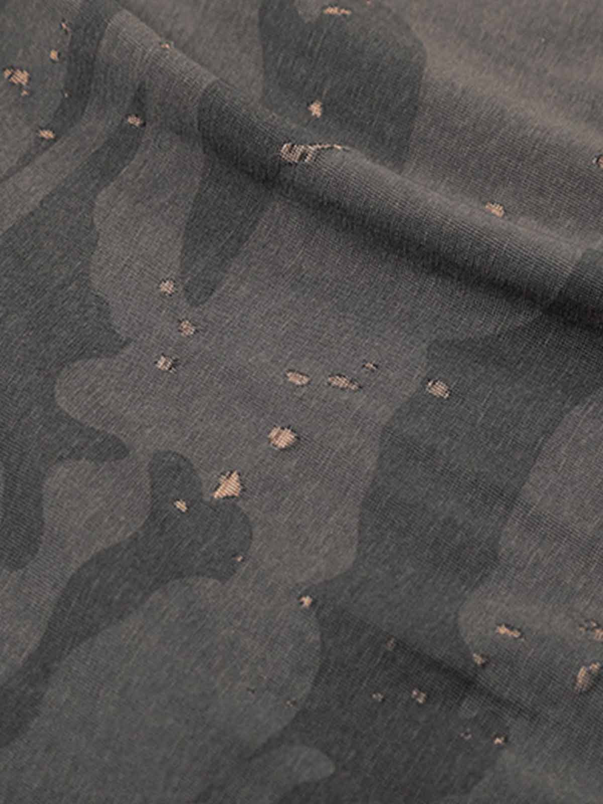 Cotton Blend Camouflage Long Sleeve Shirt with V-Neck and Embroidered Logo for Men and Women 