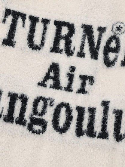 Letter Embroidery Round Neck Casual Sweater 