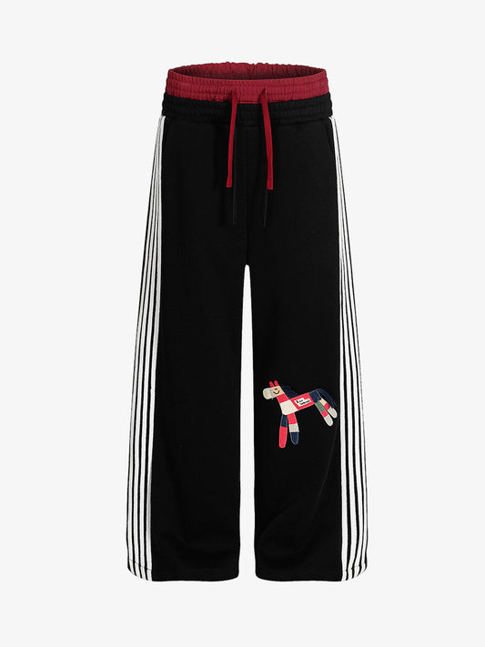 Stylish Wide-Leg Sweatpants with Fun Embroidered Design for Casual Wear 