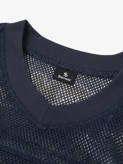 Mesh Flame Print Jersey T-Shirt with Supermade 25 Design 