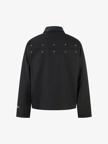 Stylish Black Jacket with Intricate White Embroidery Design 