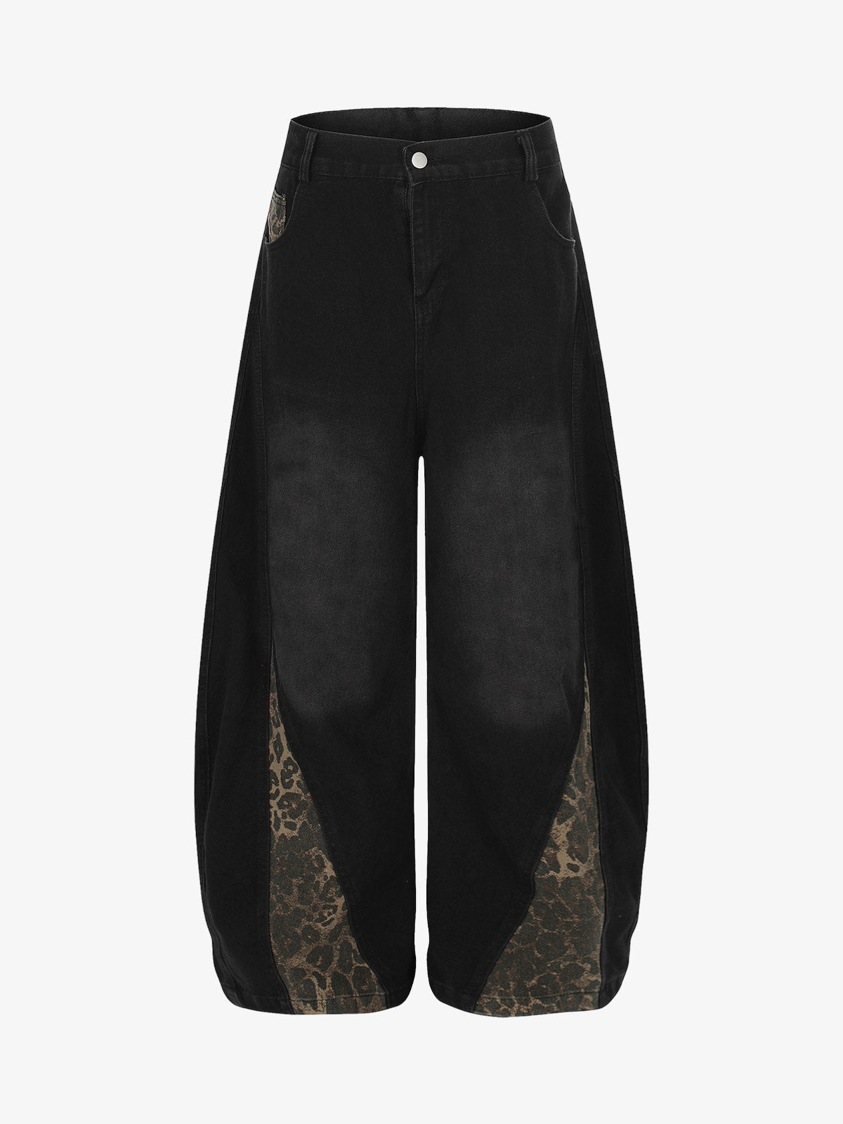 Stylish Leopard-Print Panel Wide-Leg Pants for Women - Trendy and Versatile Design 